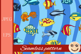 Blue Waves Aquarium Fish Pattern
