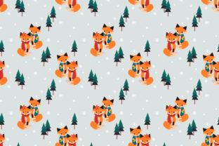 Cute Couple Fox in Christmas Winter