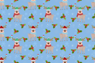 Deer and Plant with Snowflake Pattern