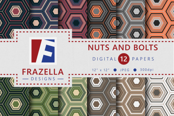 Nuts and Bolts Geometric Digital Papers