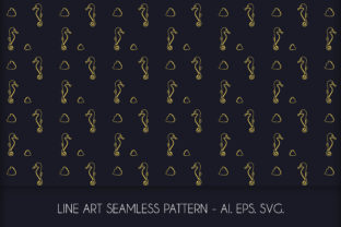 Seamless Line Art Seahorse Pattern
