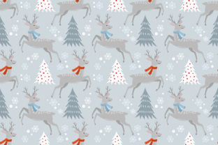 Seamless Pattern Christmas Tree and Deer