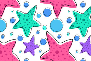 Seashells and Starfish Seamless Pattern